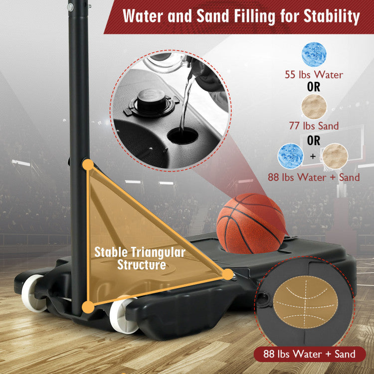 4.3-8.2 Feet Portable Basketball Hoop with Adjustable Height and Wheels