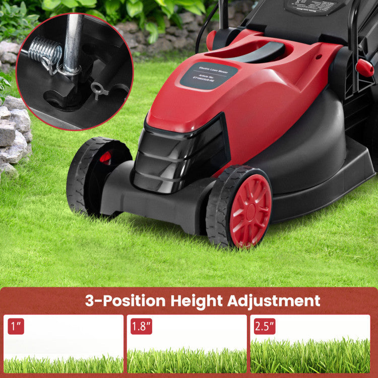 4015 Rpm Electric Corded Lawn Mower with Collection Box and 3 Adjustable Height