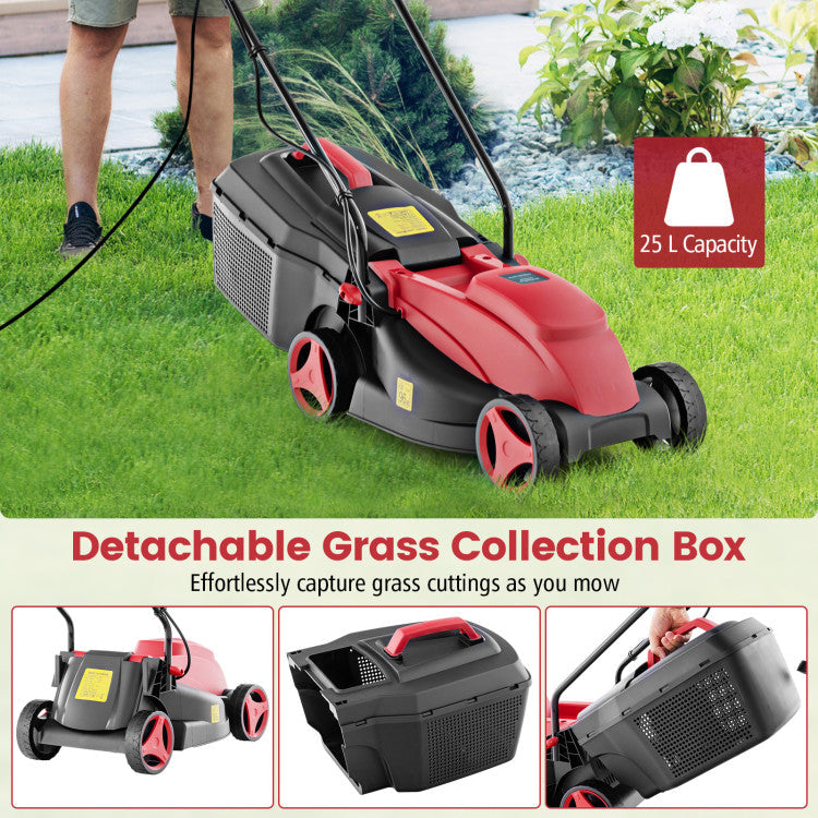 4015 Rpm Electric Corded Lawn Mower with Collection Box and 3 Adjustable Height