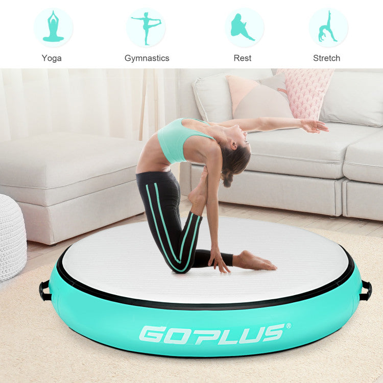 40 Inch Inflatable Round Gymnastic Mat with Electric Pump for Yoga