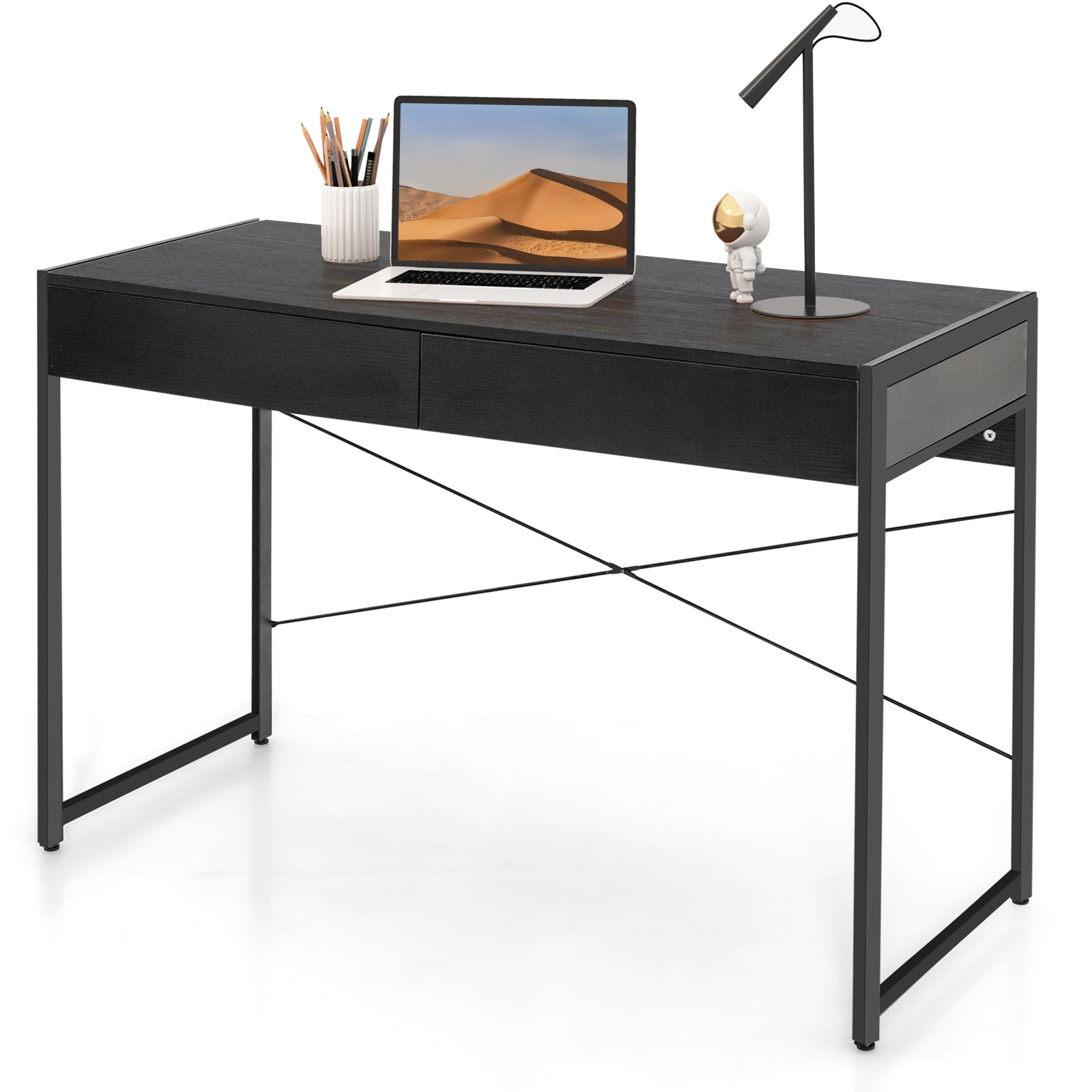 44-Inch Computer Desk Writing Study Desk with 2-Drawer for Home Office
