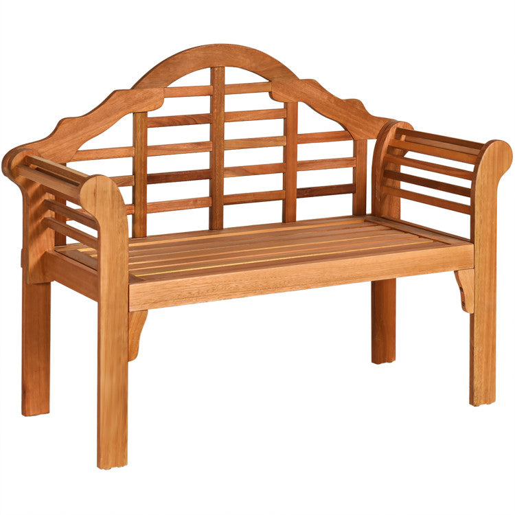 49 Inch 2-Seat Eucalyptus Wood Outdoor Folding Bench for Patio Garden