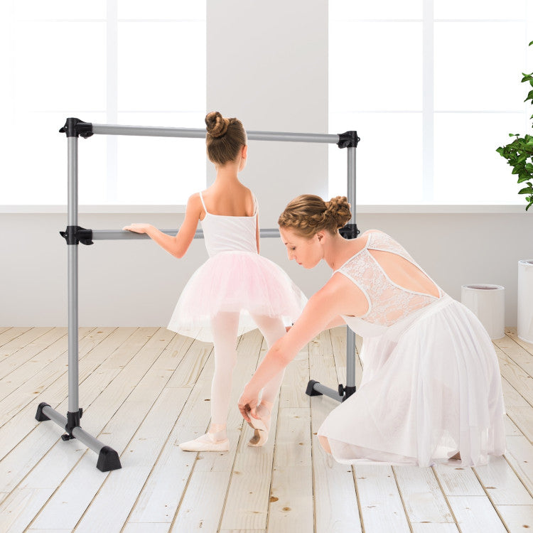 4 Feet Anti-slip Double Ballet Barre Bar with Adjustable Height