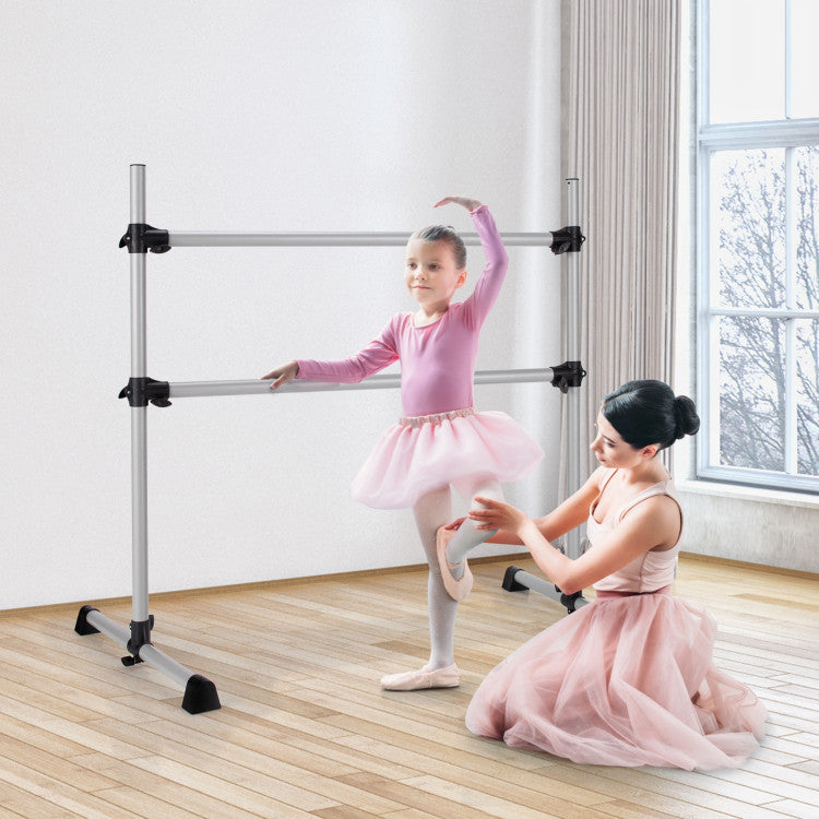 4 Feet Anti-slip Double Ballet Barre Bar with Adjustable Height
