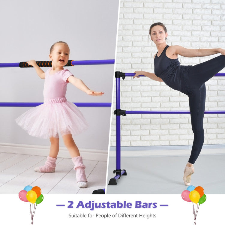 4 Feet Ballet Barre with 6-Level Adjustable Height for Home and Dance Studio