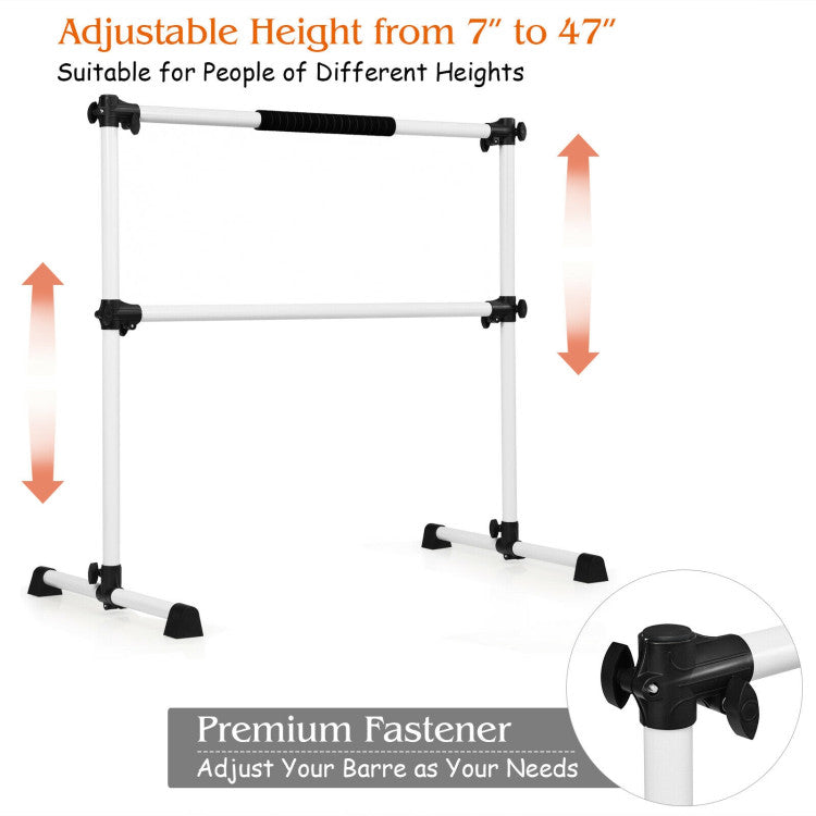 4 Feet Ballet Barre with 6-Level Adjustable Height for Home and Dance Studio