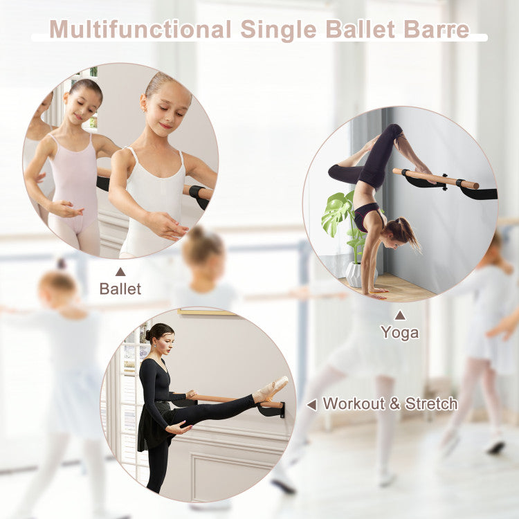 4 Feet Wall-Mounted Yoga Ballet Barre for Beginners and Dancers