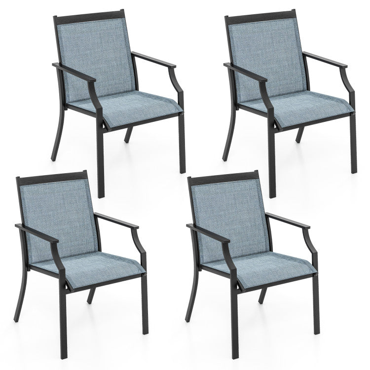 4 Piece Patio Dining Chairs Large Outdoor Chairs with Breathable Seat