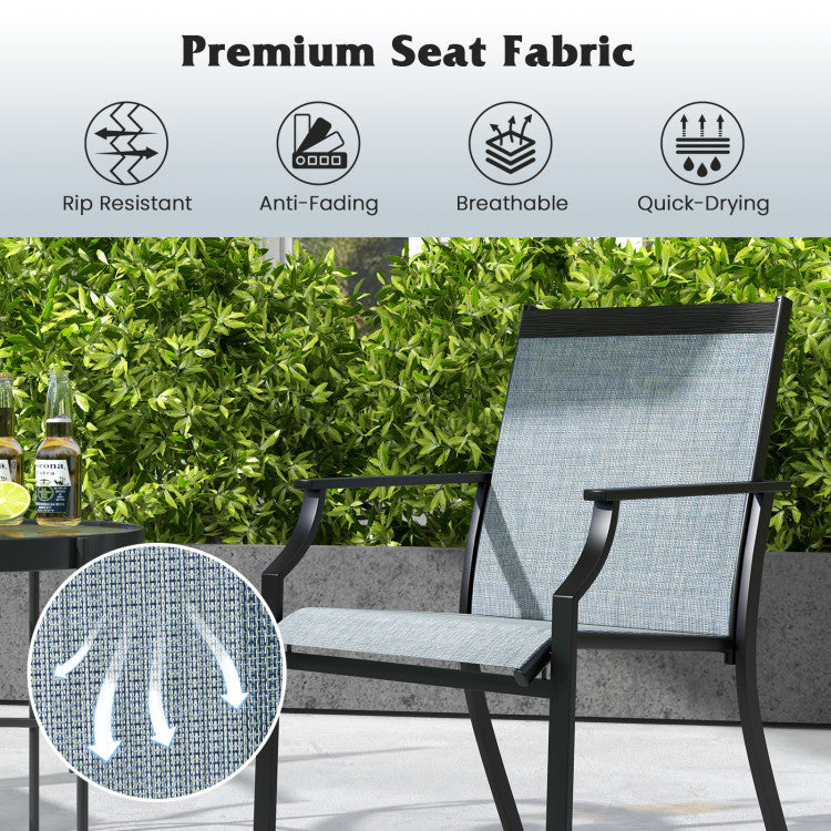 4 Piece Patio Dining Chairs Large Outdoor Chairs with Breathable Seat