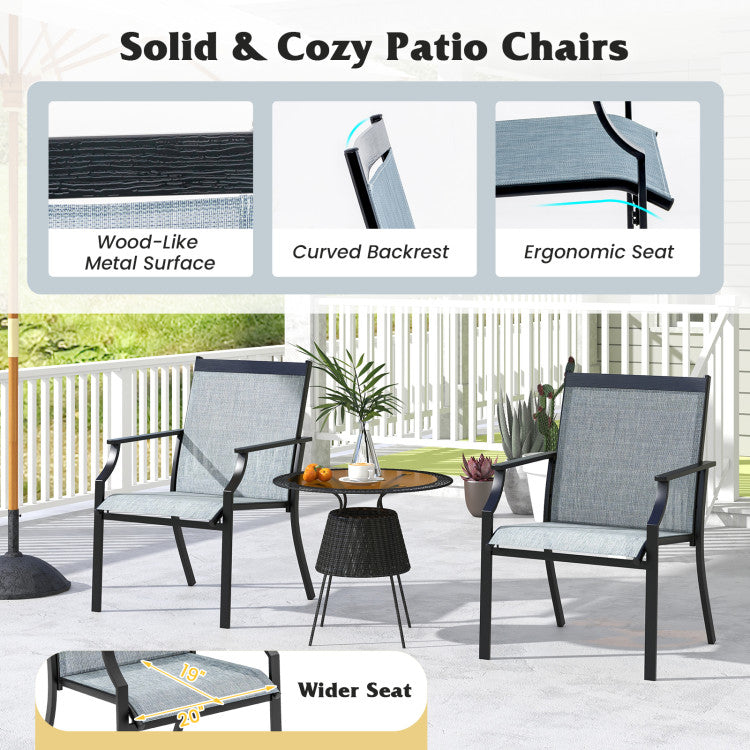 4 Piece Patio Dining Chairs Large Outdoor Chairs with Breathable Seat