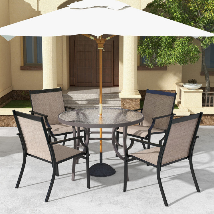 4 Piece Patio Dining Chairs Large Outdoor Chairs with Breathable Seat