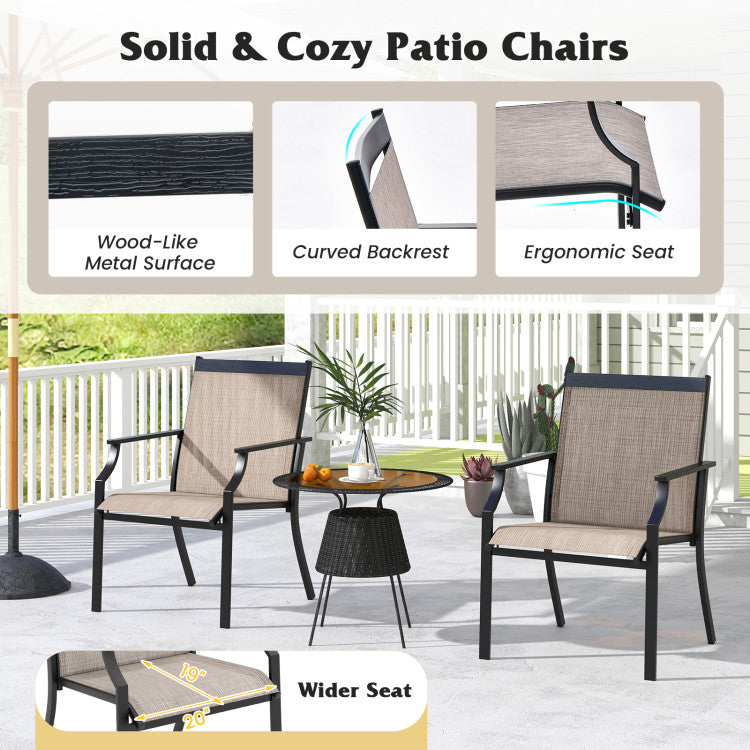 4 Piece Patio Dining Chairs Large Outdoor Chairs with Breathable Seat