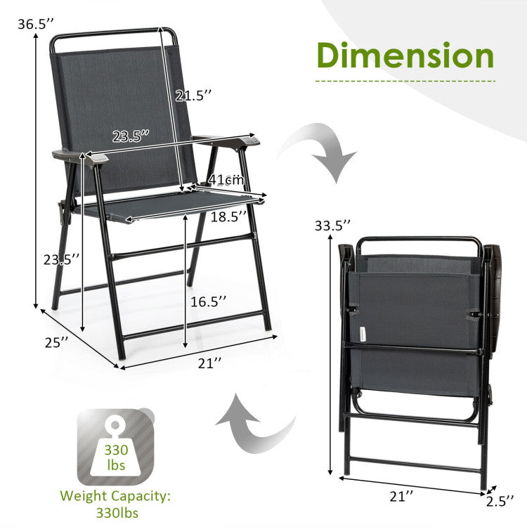 4 Pieces Patio Portable Outdoor Folding Chair with Armrest