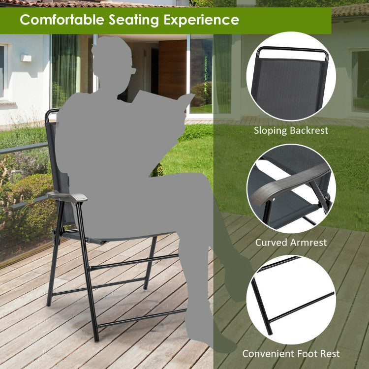 4 Pieces Patio Portable Outdoor Folding Chair with Armrest