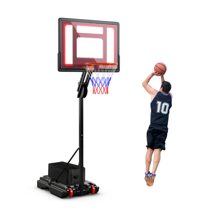 5-10 Feet Adjustable Height Basketball Hoop with Fillable Base and Wheels