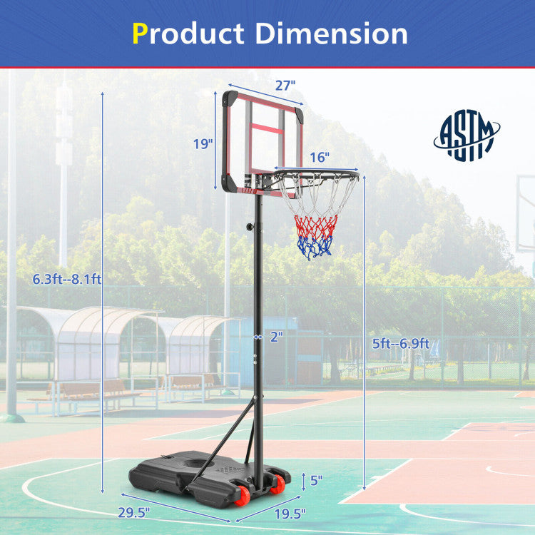 5-Level Adjustable Basketball Hoop Stand for Driveways, Gym and Backyard