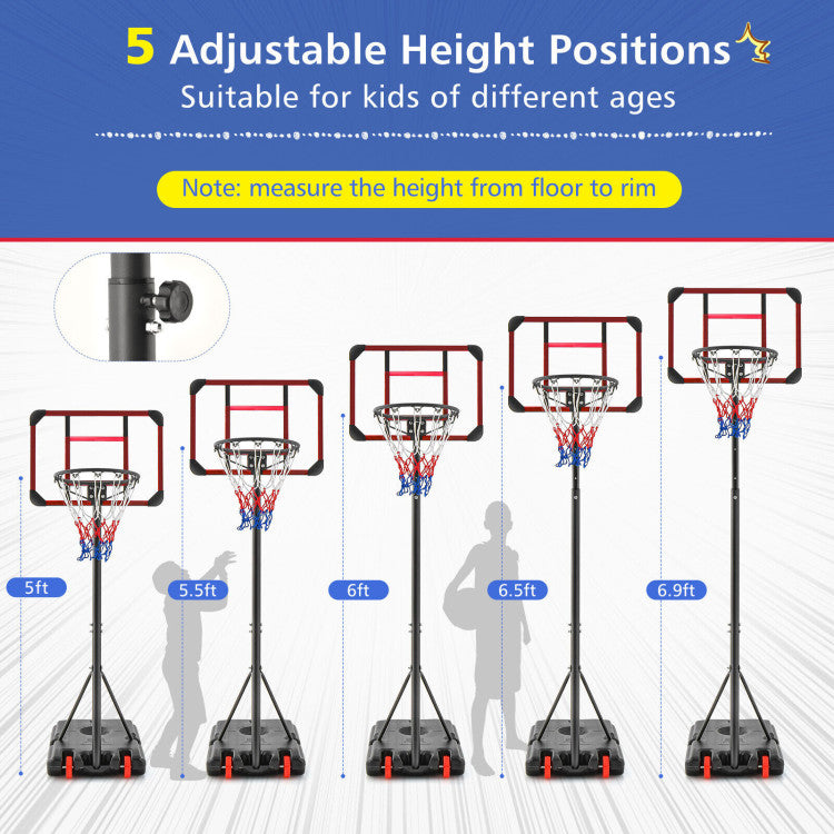 5-Level Adjustable Basketball Hoop Stand for Driveways, Gym and Backyard