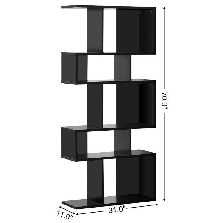 5-Tier Wood Geometric Display Open Bookshelf with Anti-Tipping Device