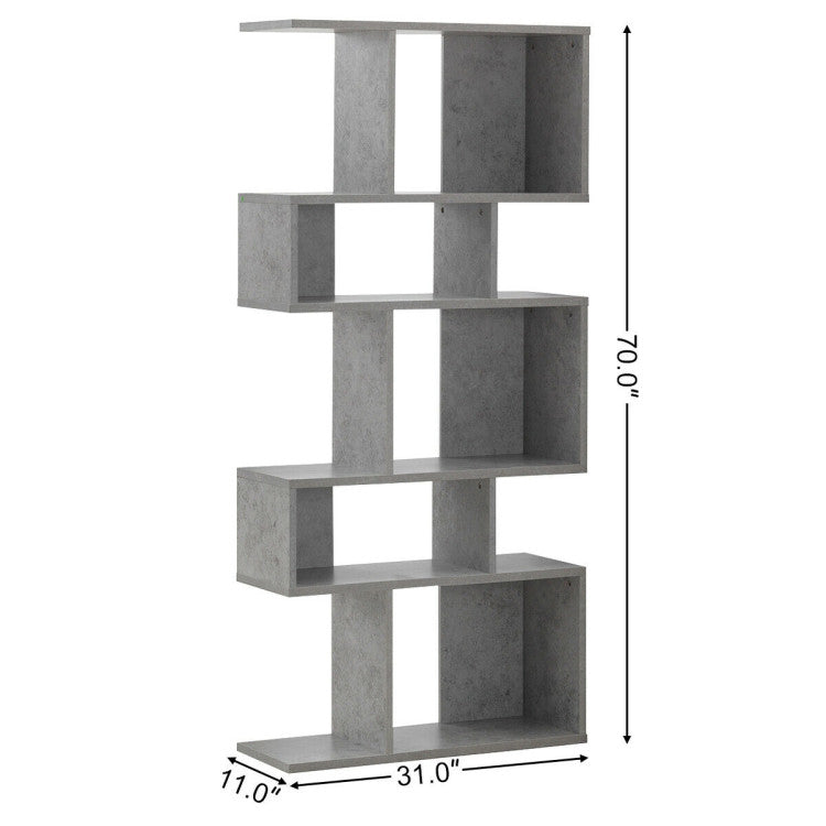 5-Tier Wood Geometric Display Open Bookshelf with Anti-Tipping Device