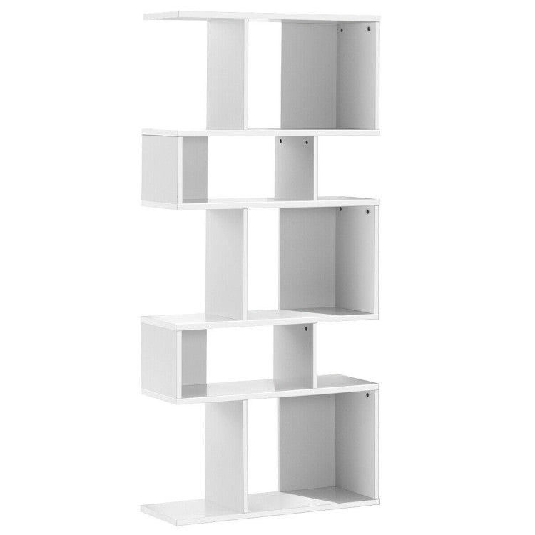 5-Tier Wood Geometric Display Open Bookshelf with Anti-Tipping Device