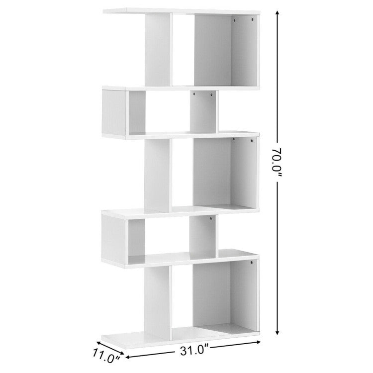 5-Tier Wood Geometric Display Open Bookshelf with Anti-Tipping Device