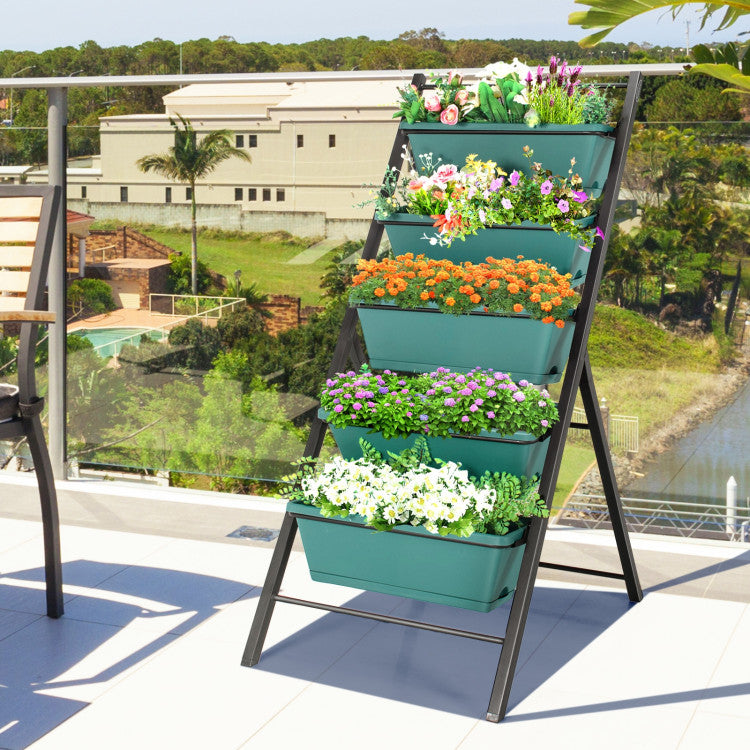 5-Tier Vertical Garden Planter Box Elevated Raised Bed with 5 Container