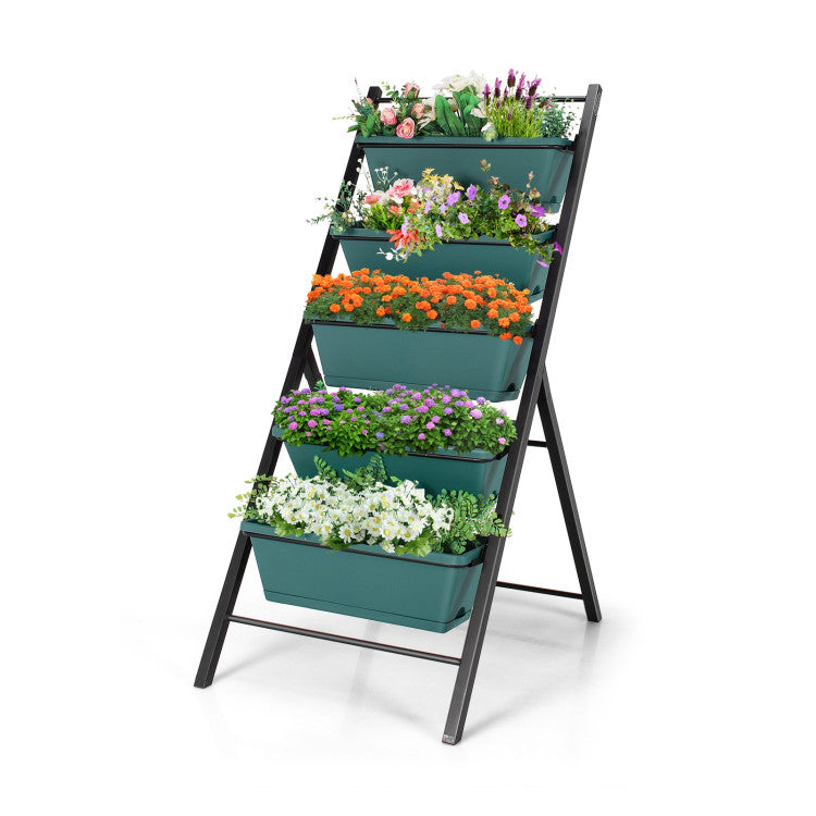 5-Tier Vertical Garden Planter Box Elevated Raised Bed with 5 Container