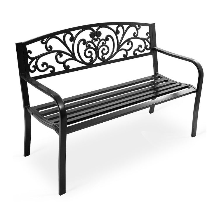 50 Inch Backrest Bench Porch Chair for Outdoor Patio and Park