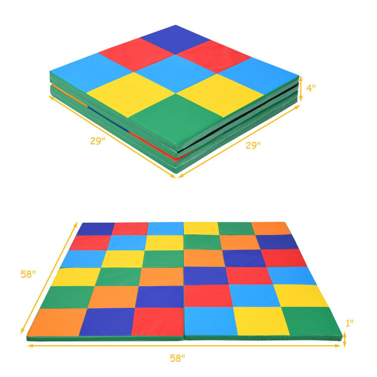 58 Inch Toddler Foam Play Mat Baby Folding Activity Floor Mat