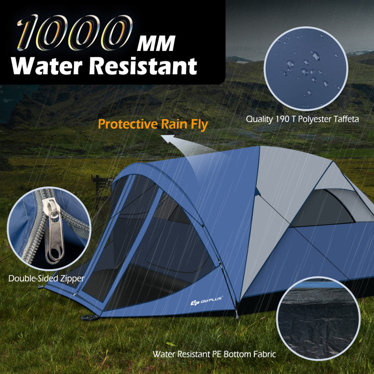 6-Person Camping Dome Tent with Removable Rainfly for Outdoor Hiking and Adventure