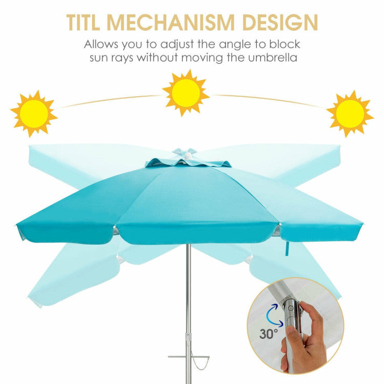 6.5 Feet Outdoor Beach Umbrella with Carry Bag without Weight Base