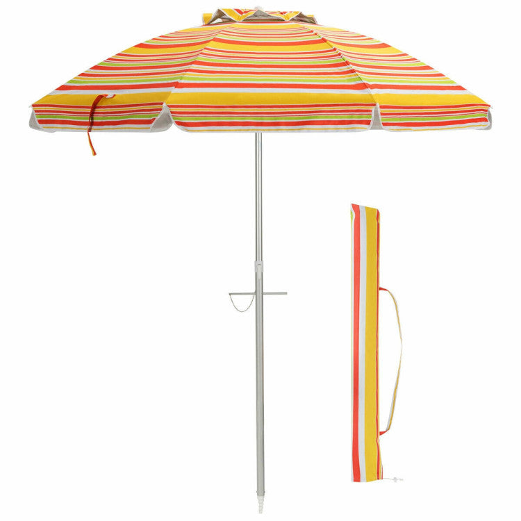 6.5 Feet Outdoor Beach Umbrella with Carry Bag without Weight Base