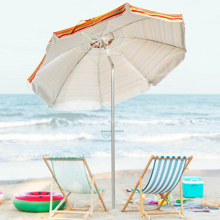 6.5 Feet Outdoor Beach Umbrella with Carry Bag without Weight Base