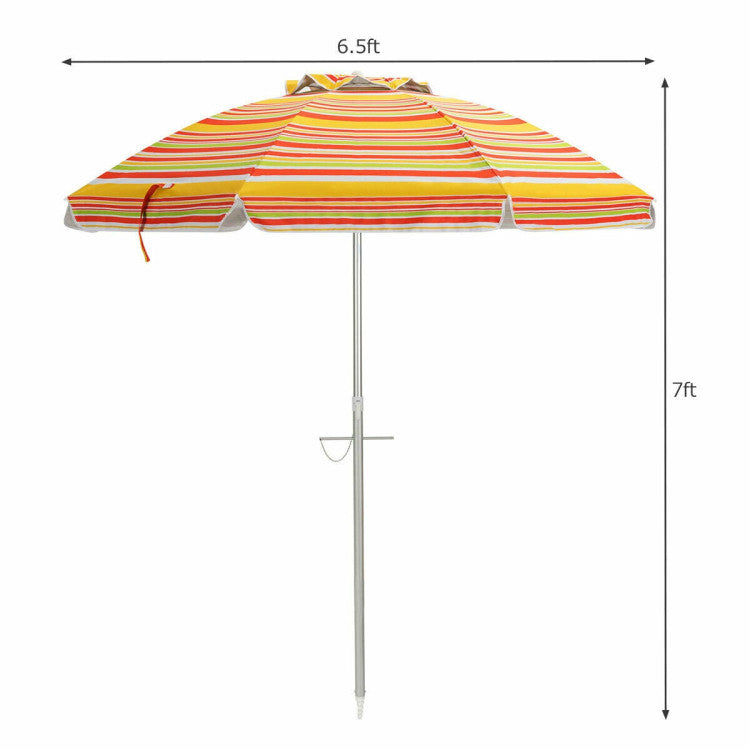 6.5 Feet Outdoor Beach Umbrella with Carry Bag without Weight Base