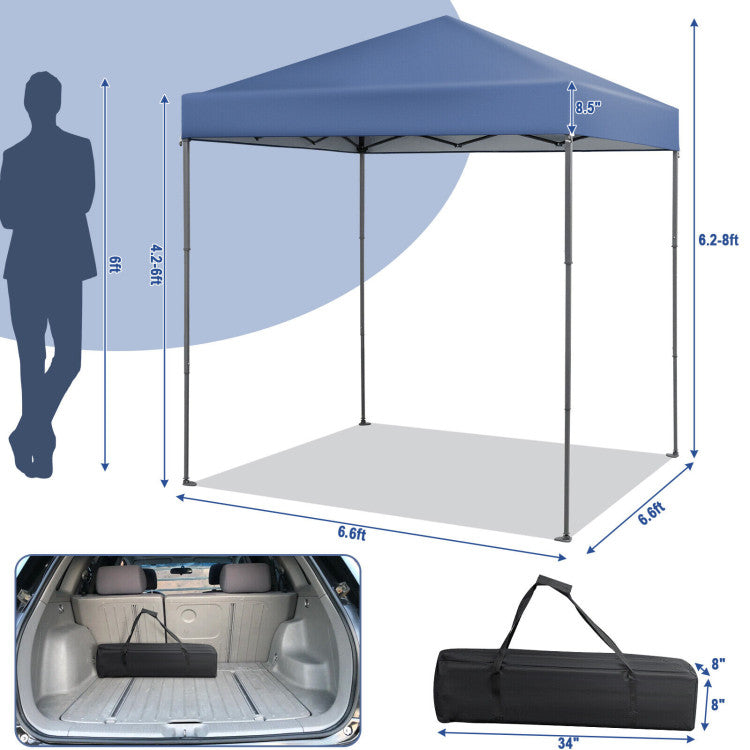 6.6 x 6.6 Feet Outdoor Pop-up Canopy Tent with UPF 50+ Sun Protection and Adjustable Heights