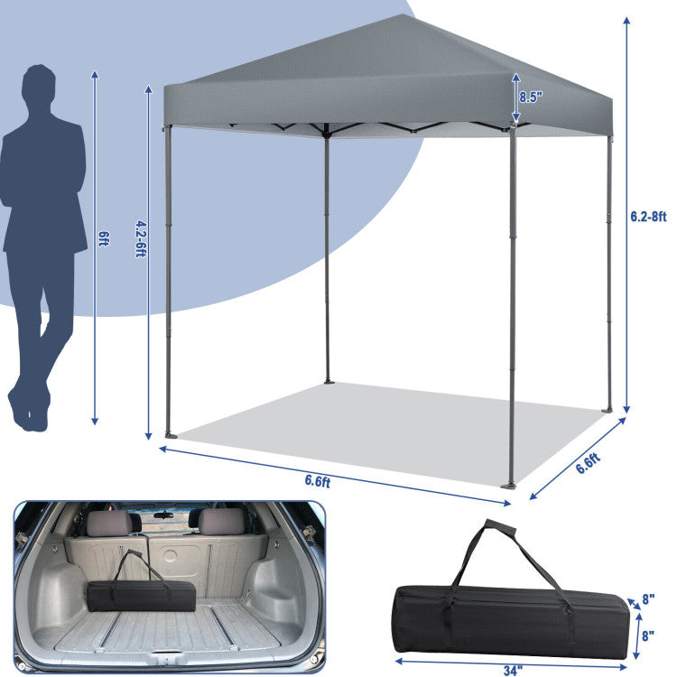 6.6 x 6.6 Feet Outdoor Pop-up Canopy Tent with UPF 50+ Sun Protection and Adjustable Heights