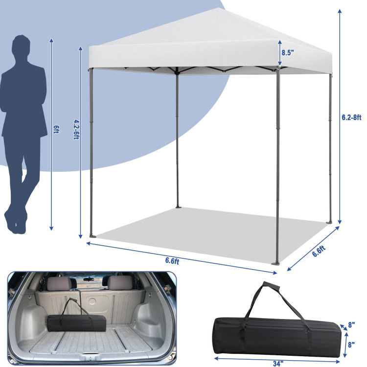 6.6 x 6.6 Feet Outdoor Pop-up Canopy Tent with UPF 50+ Sun Protection and Adjustable Heights