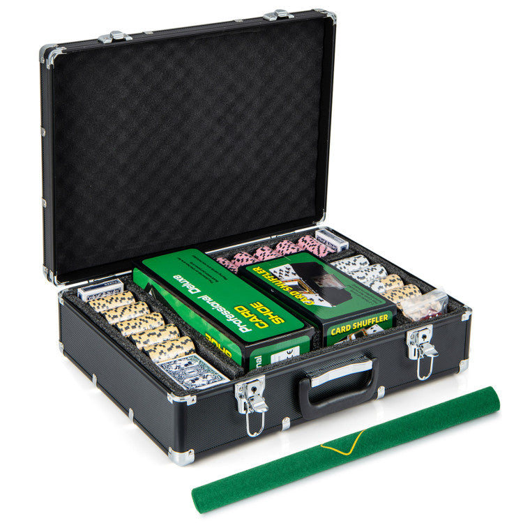 600-Piece Poker Chip Set 14 Gram Claytec Chips with Carrying Case and Card Shuffler