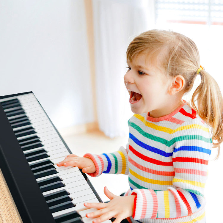 61-Key Folding Piano Keyboard with Rechargeable Lithium Battery and Music Stand