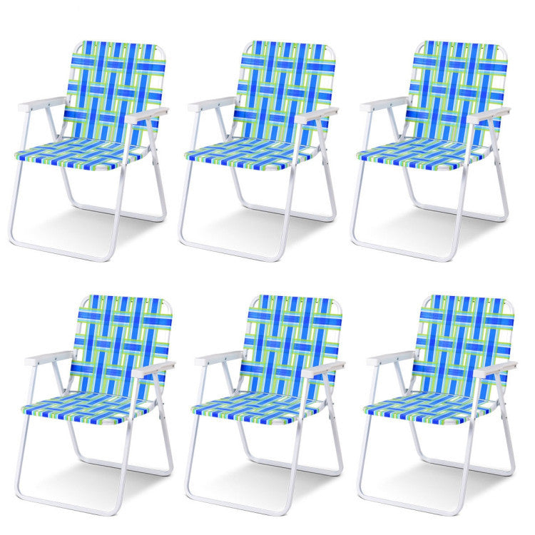 6-Piece Folding Beach Chair Webbing Chair for Camping & Lawn