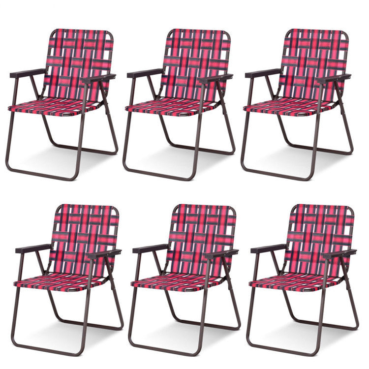 6-Piece Folding Beach Chair Webbing Chair for Camping & Lawn