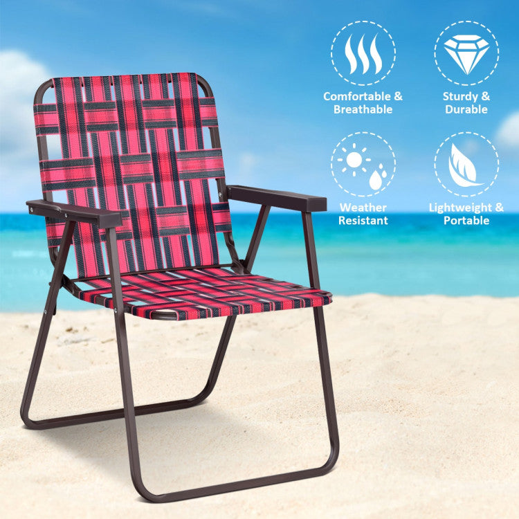 6-Piece Folding Beach Chair Webbing Chair for Camping & Lawn