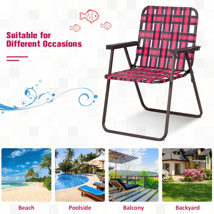 6-Piece Folding Beach Chair Webbing Chair for Camping & Lawn