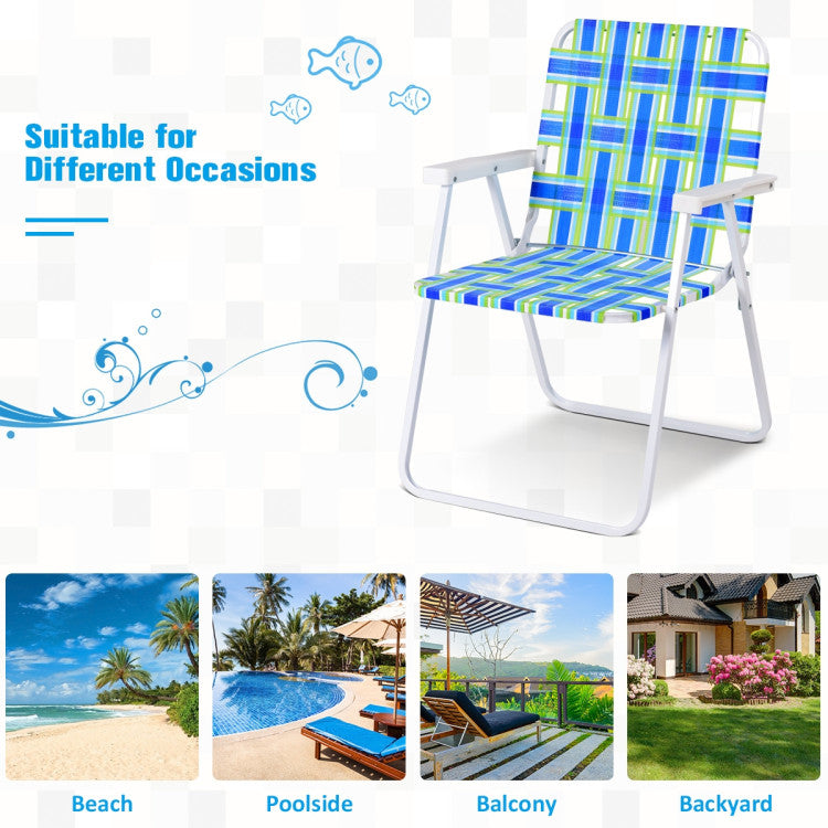 6-Piece Folding Beach Chair Webbing Chair for Camping & Lawn