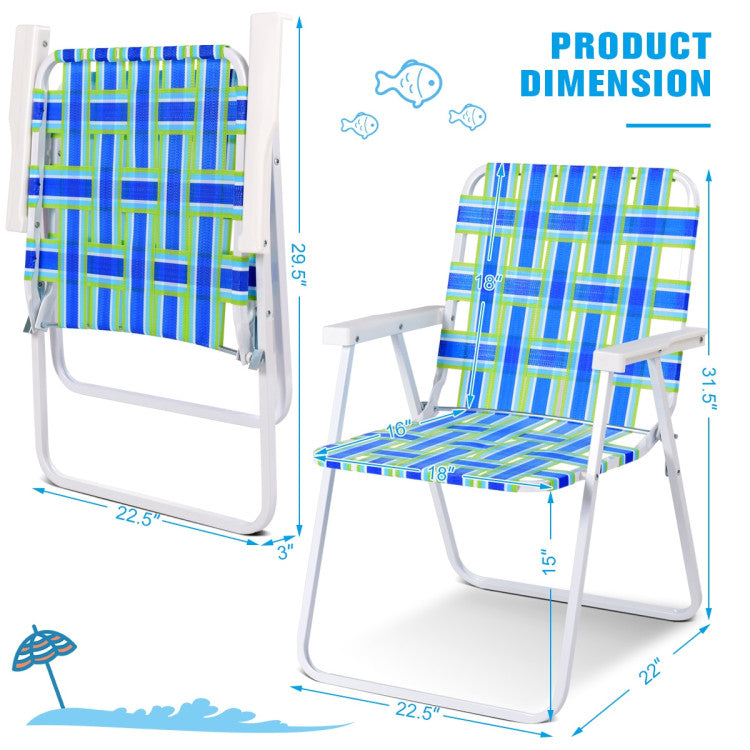 6-Piece Folding Beach Chair Webbing Chair for Camping & Lawn