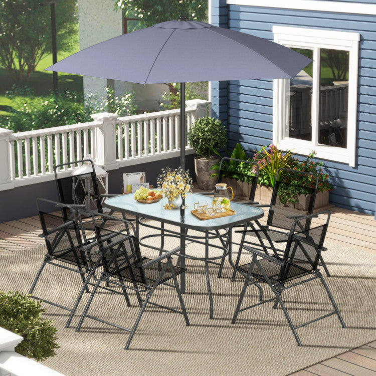 6 Pieces Folding Outdoor Patio Dining Chairs with Rustproof Metal Frame