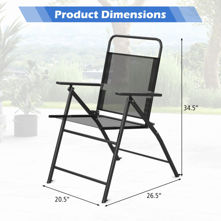 6 Pieces Folding Outdoor Patio Dining Chairs with Rustproof Metal Frame