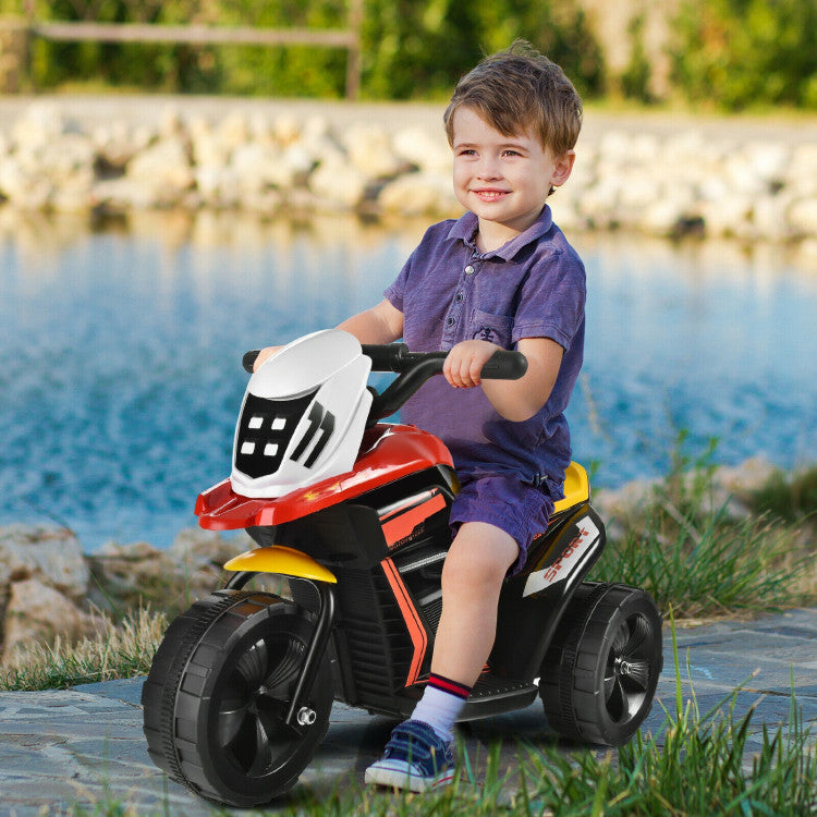 6V 3-Wheel Electric Ride-On Toy Motorcycle Trike with Music and Horn