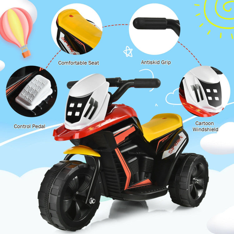 6V 3-Wheel Electric Ride-On Toy Motorcycle Trike with Music and Horn