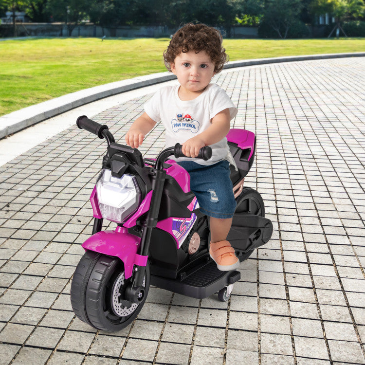 6V Battery Powered Kids Ride-on Motorcycle with Detachable Training Wheels